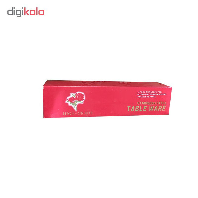 سرویس 12 پارچه قاشق و چنگال طرح گل میخک کد 1349