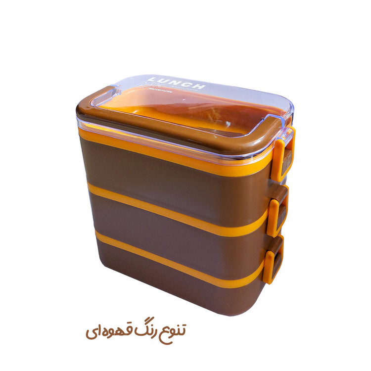 ظرف غذا مدل 3 طبقه طرح لانچ باکس به همراه قاشق و چنگال و چاقو