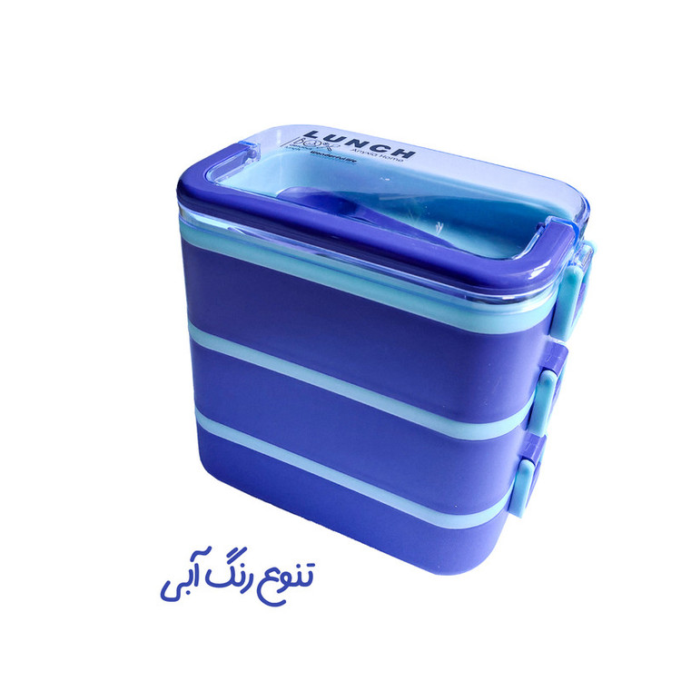 ظرف غذا مدل 3 طبقه طرح لانچ باکس به همراه قاشق و چنگال و چاقو
