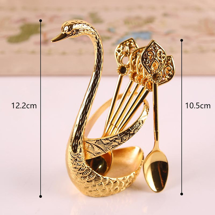 قاشق مدل پایه قو کد 7 بسته 6 عددی به همراه جا قاشقی