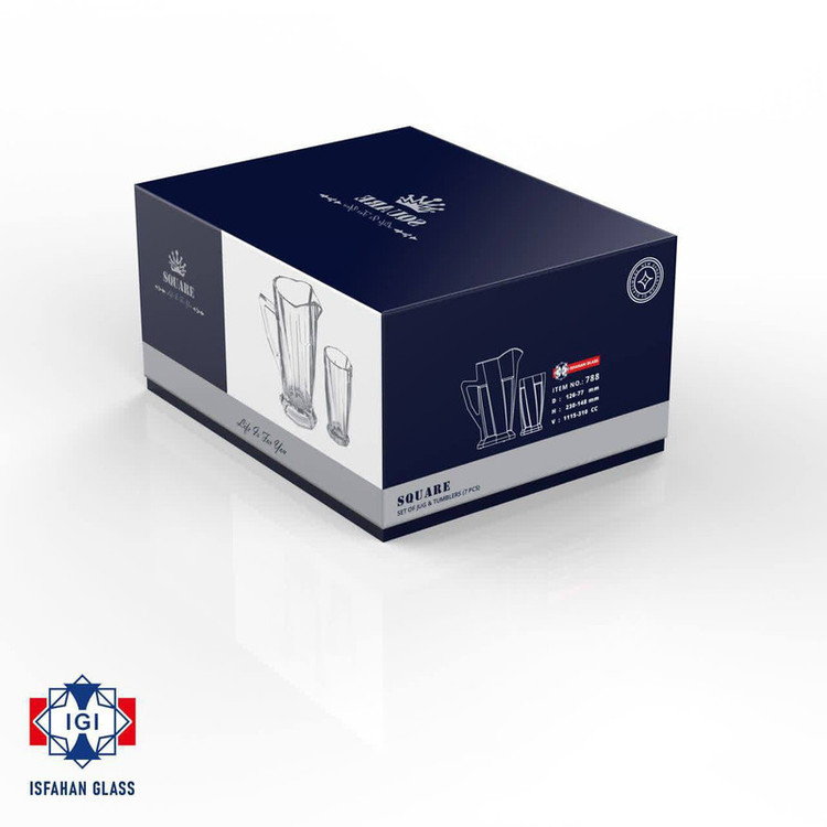 سرویس پارچ و لیوان 7 پارچه شیشه و بلور اصفهان مدل اسکوئر
